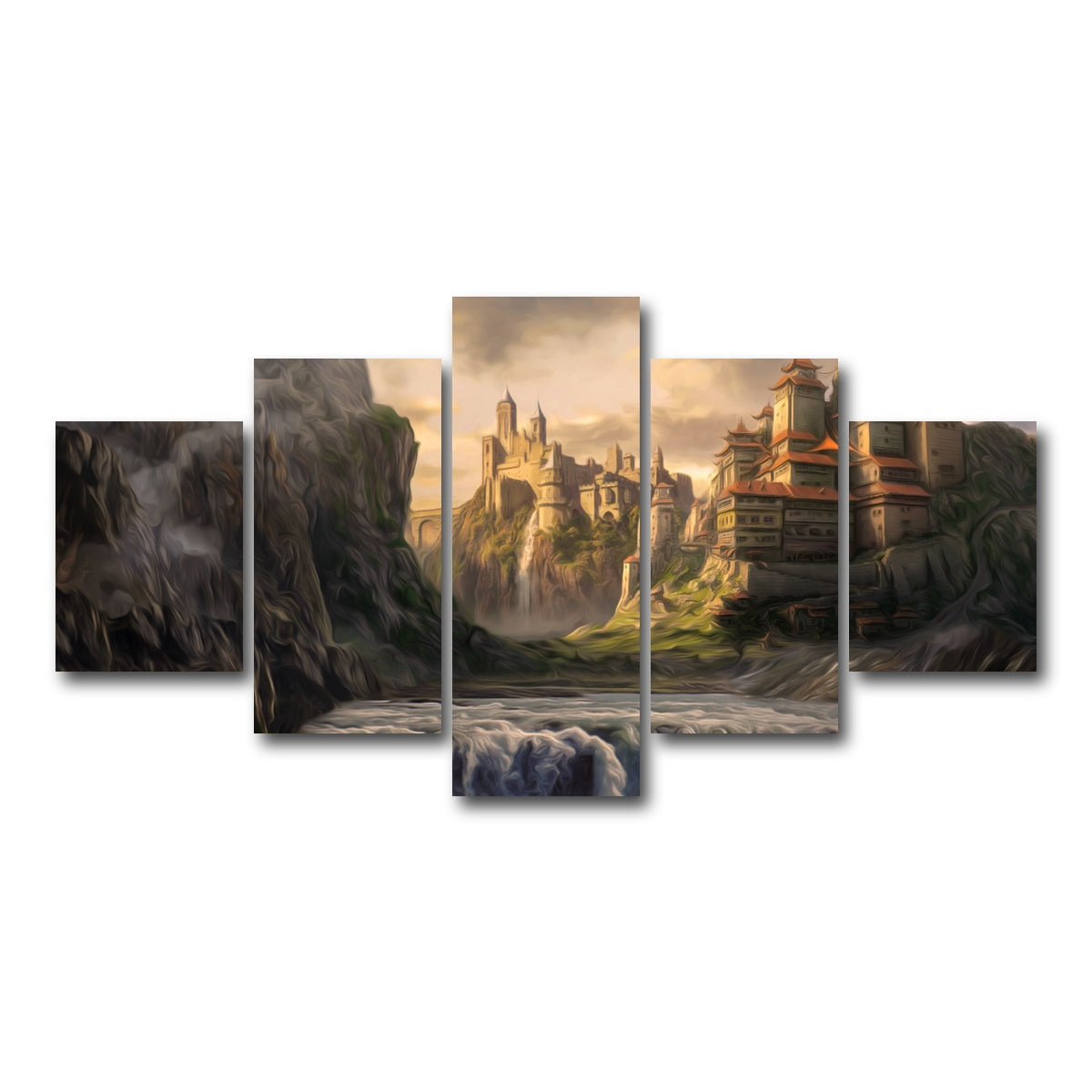 AUTO-MOCKUP WHITE | Castle Falls | 5 Piece | Gallery Wrap Canvas | group=5_short