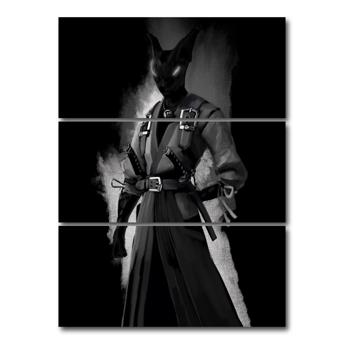 AUTO-MOCKUP WHITE | Cat Character | 3 Piece | Gallery Wrap Canvas | group=8x18_stacked