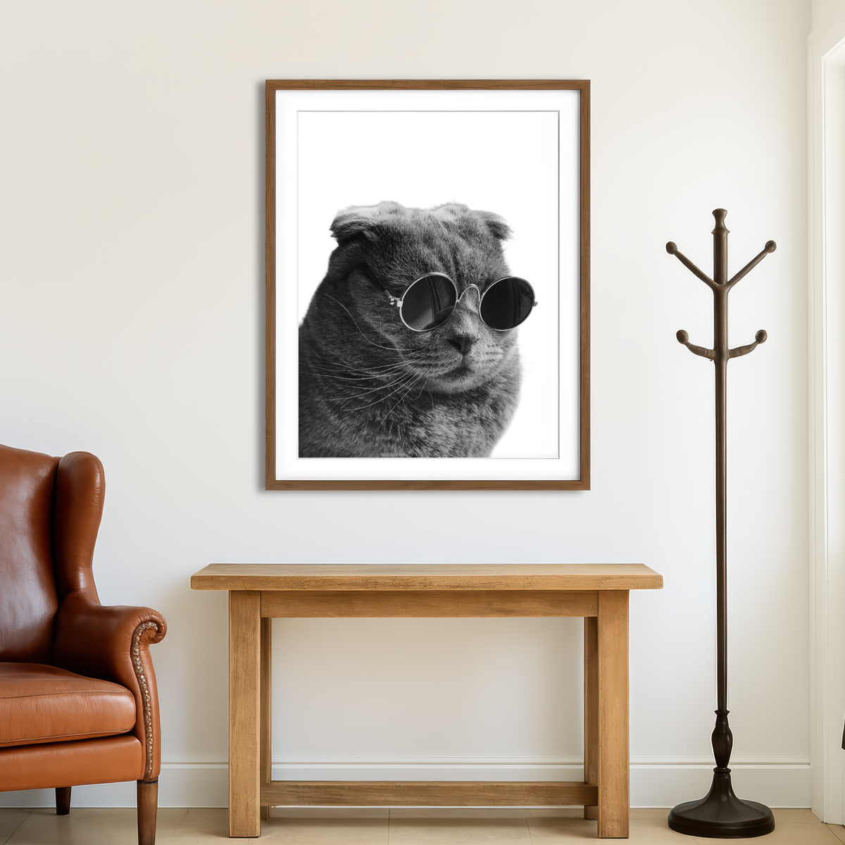 AUTO-MOCKUP ROOM | Cat Cool Wall Art