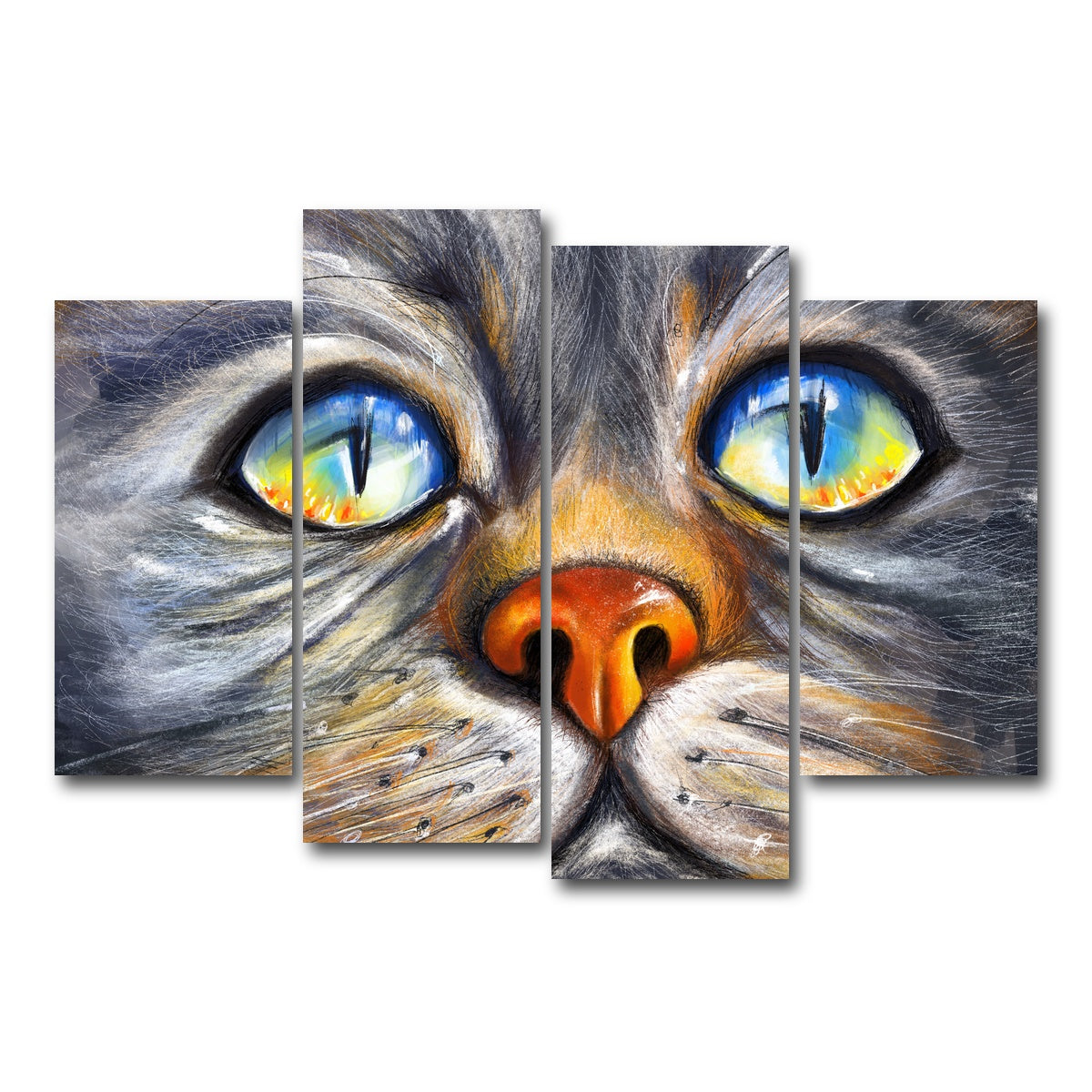 AUTO-MOCKUP WHITE | Cat Eyes | 4 Piece | Gallery Wrap Canvas | group=4_short