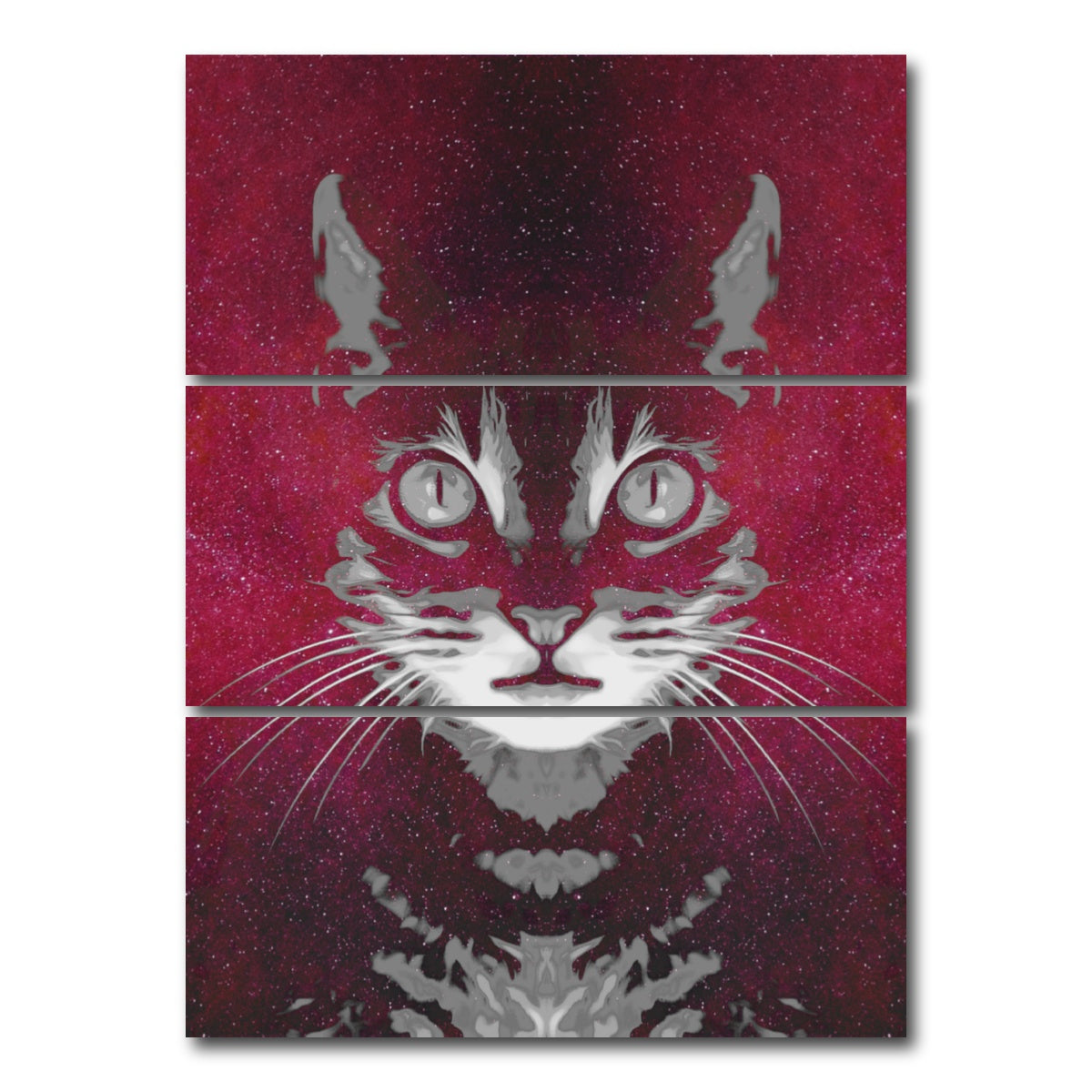 AUTO-MOCKUP WHITE | Cat Face with Cosmic Background | 3 Piece | Gallery Wrap Canvas | group=8x18_stacked