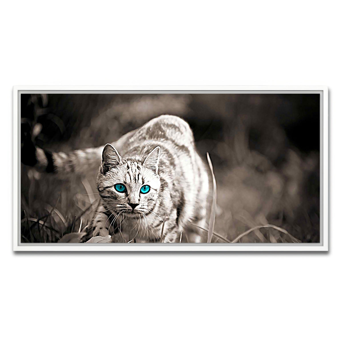 AUTO-MOCKUP WHITE | Cat On The Prowl Wall Art | 1 Piece | White Frame | group=2x1