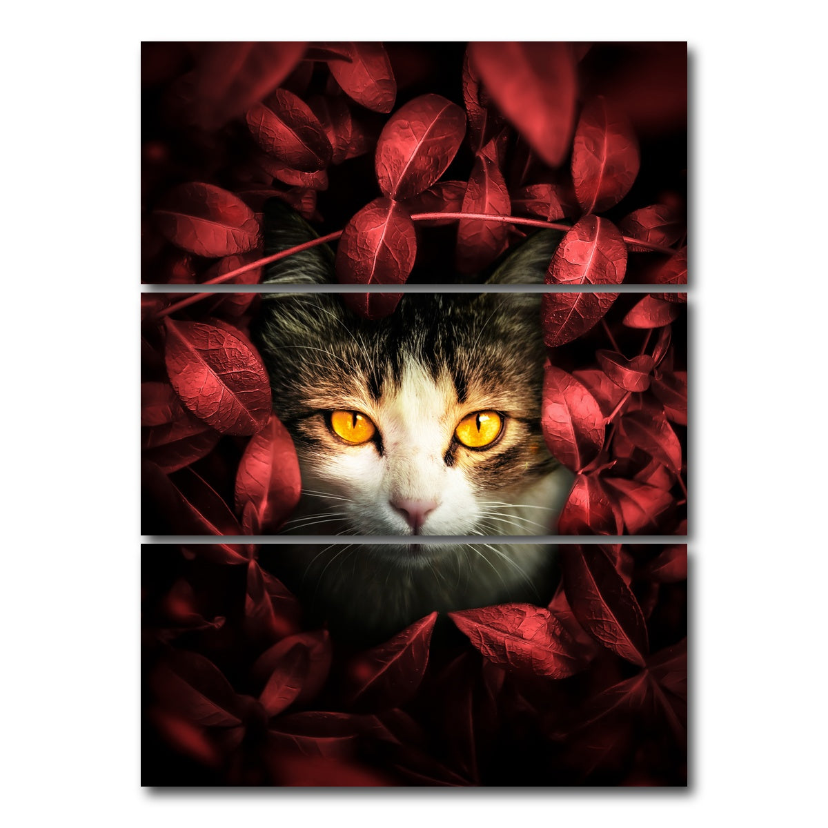 AUTO-MOCKUP WHITE | Cat hunting | 3 Piece | Gallery Wrap Canvas | group=8x18_stacked