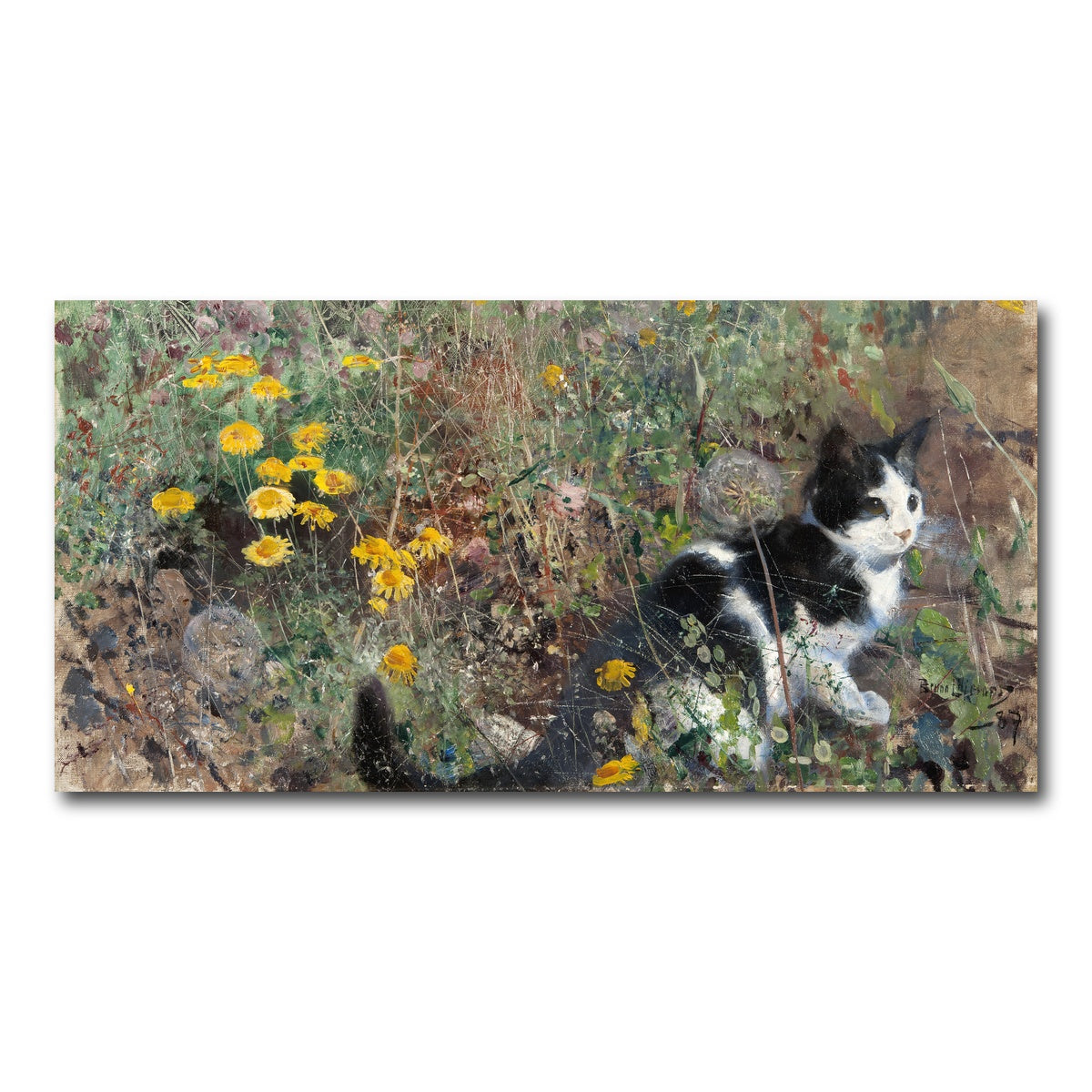 AUTO-MOCKUP WHITE | Cat on a flowery Meadow | 1 Piece | Gallery Wrap Canvas | group=2x1
