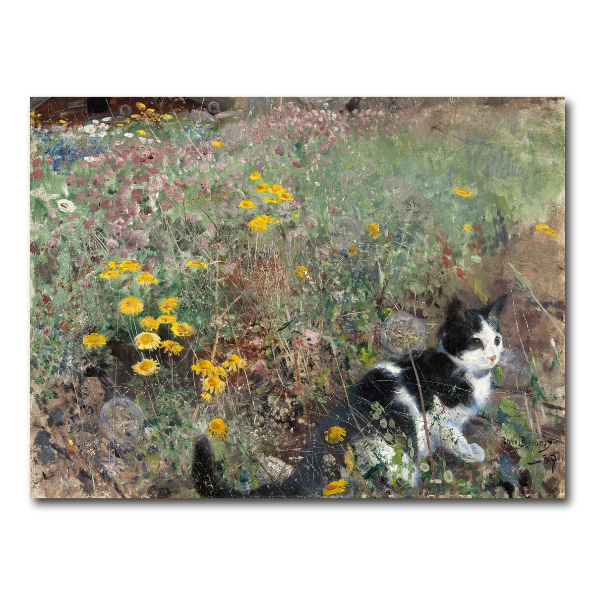 AUTO-MOCKUP WHITE | Cat on a flowery Meadow | 1 Piece | Gallery Wrap Canvas | group=4x3
