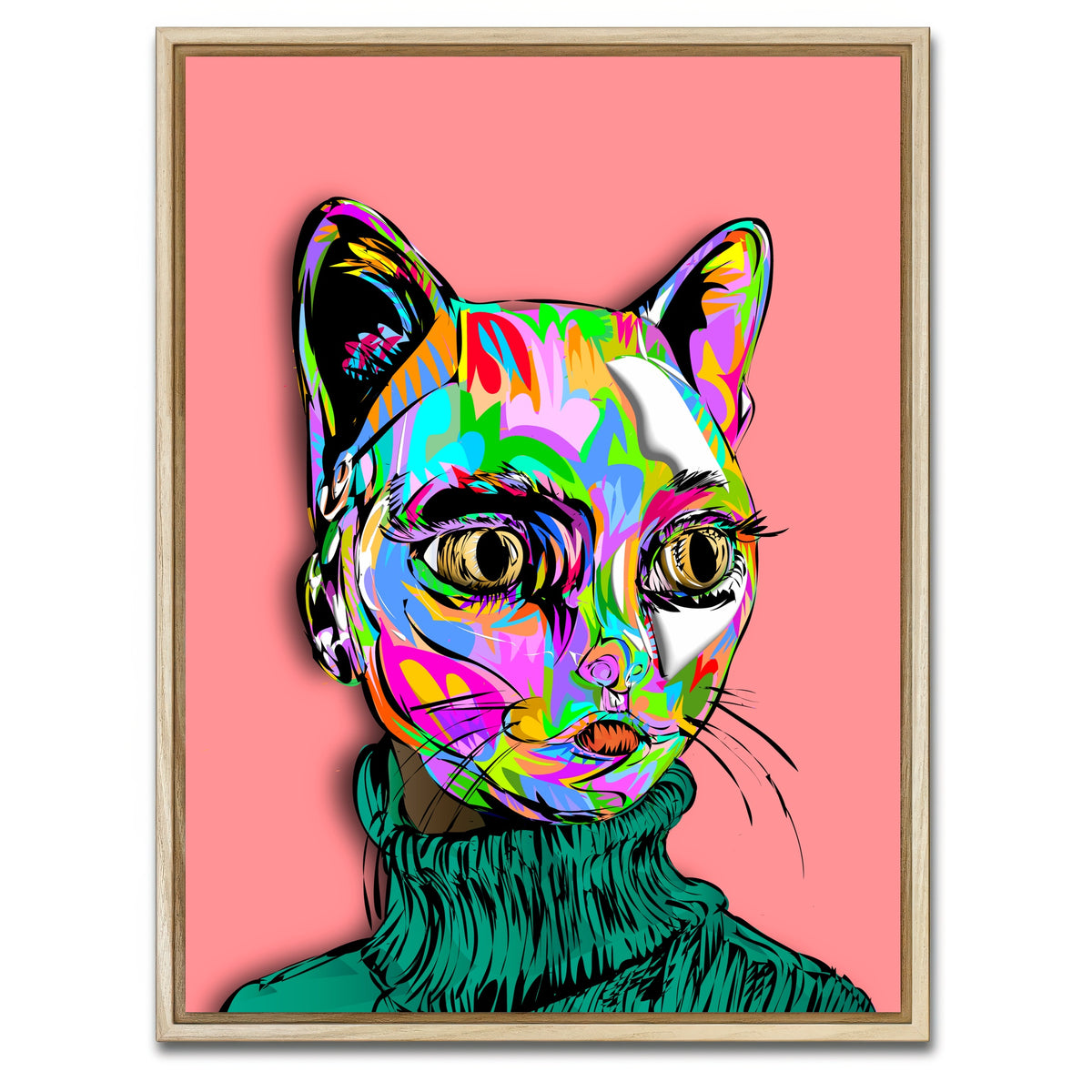 AUTO-MOCKUP WHITE | Catface Mask | 1 Piece | Natural Framed Canvas | group=3x4