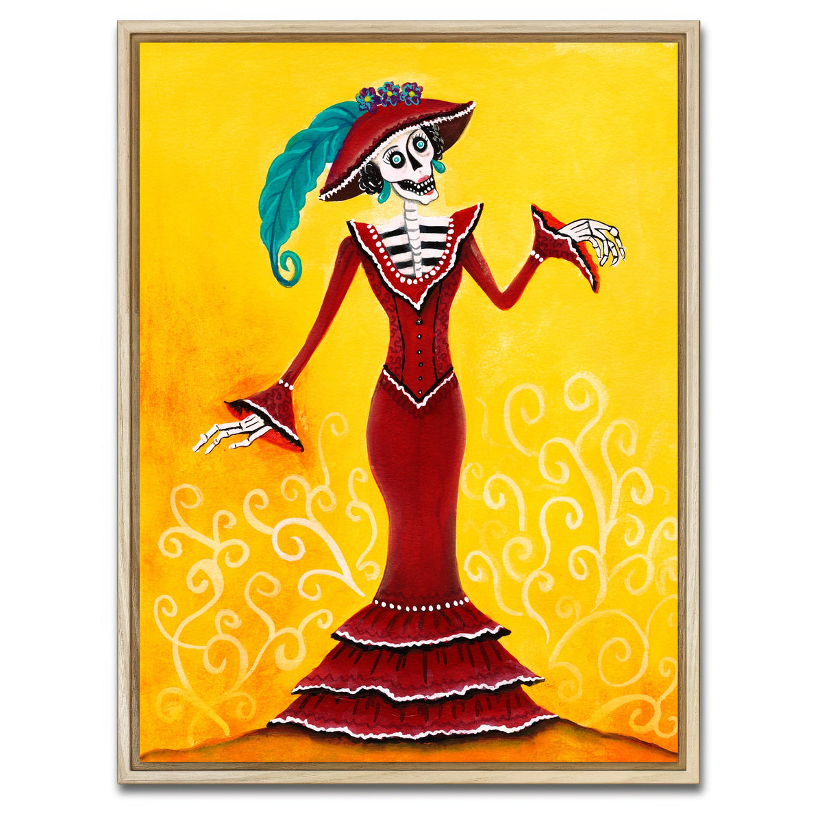 AUTO-MOCKUP WHITE | Catrina Skeleton | 1 Piece | Natural Framed Canvas | group=3x4