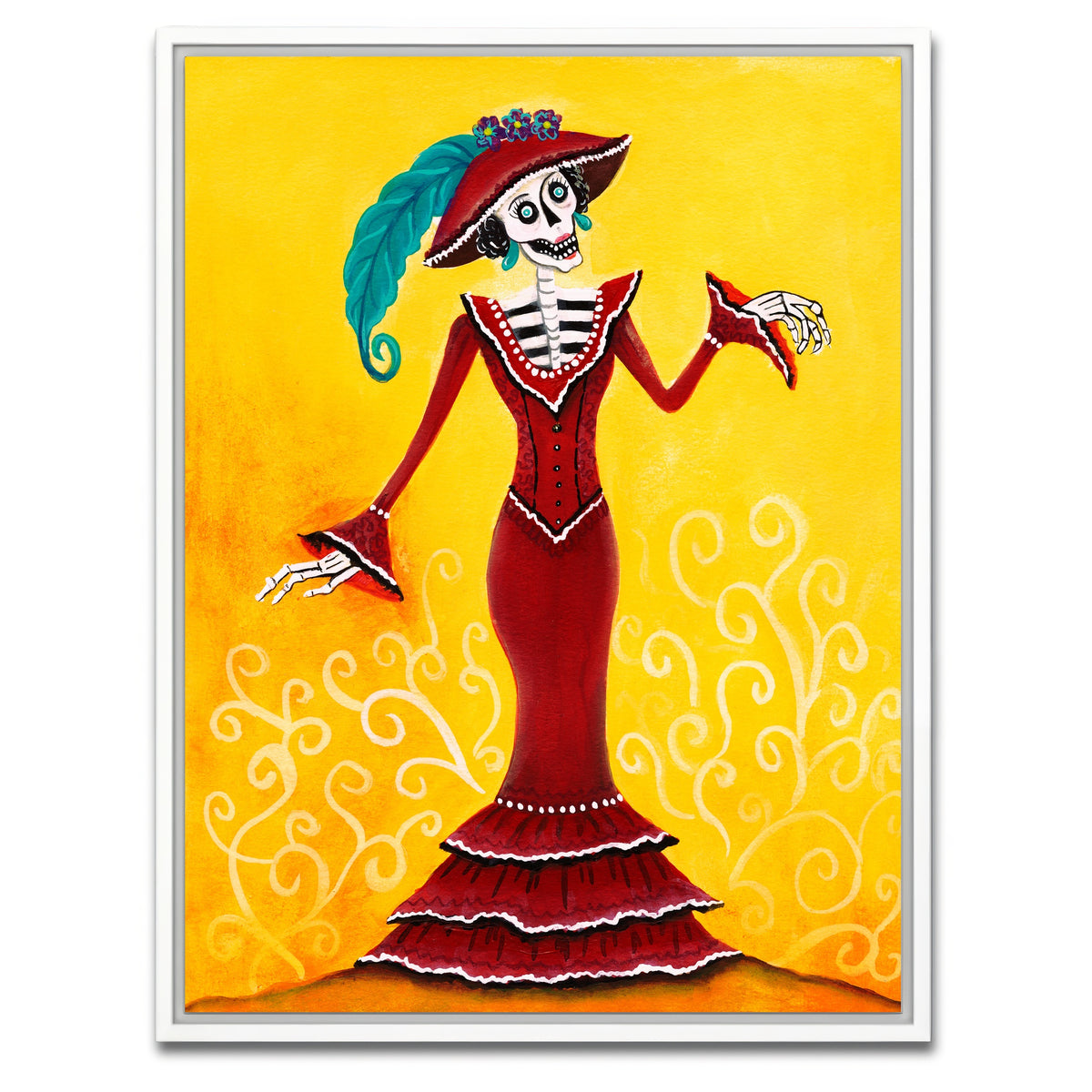 AUTO-MOCKUP WHITE | Catrina Skeleton | 1 Piece | White Framed Canvas | group=3x4