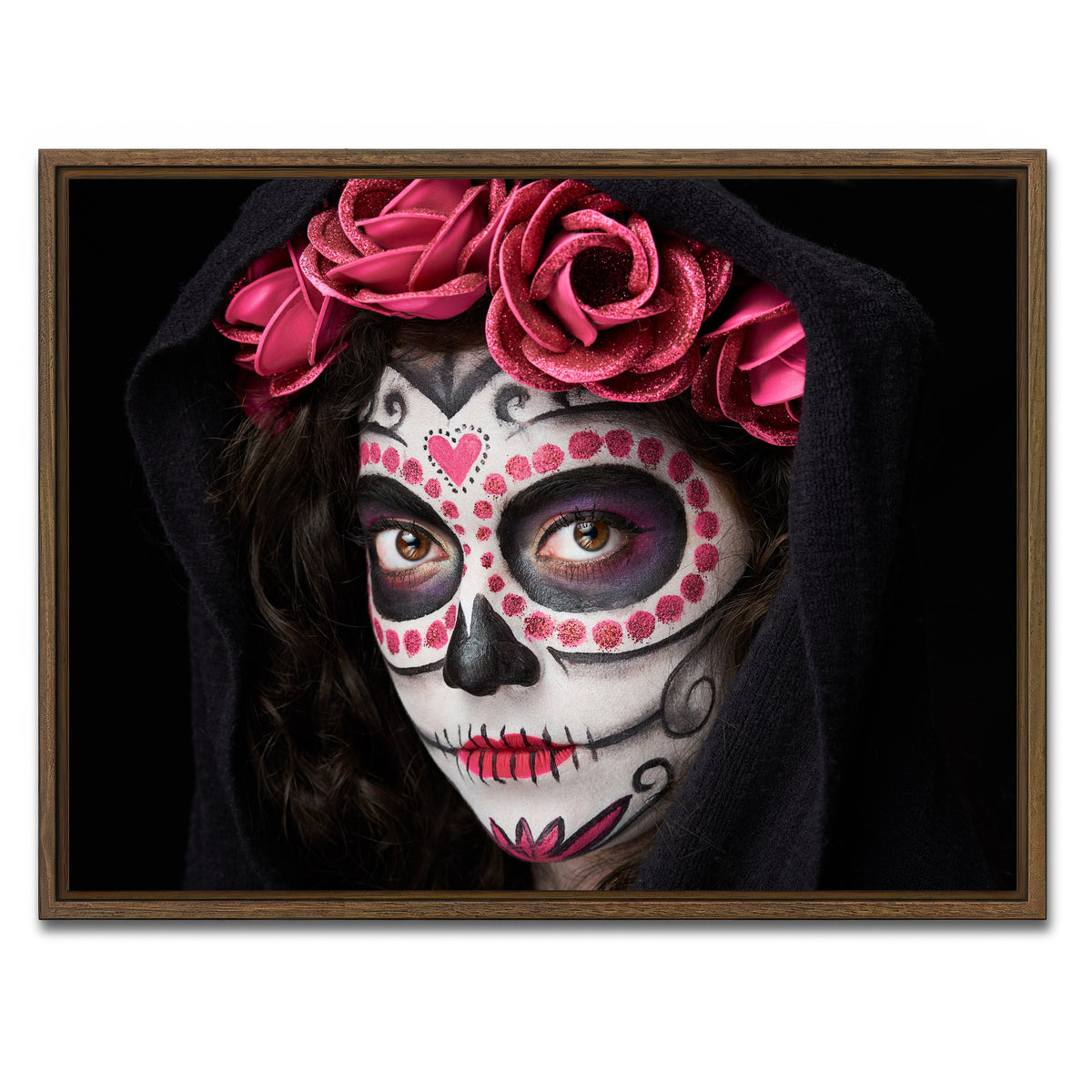 AUTO-MOCKUP WHITE | Catrina skull look | 1 Piece | Walnut Framed Canvas | group=4x3