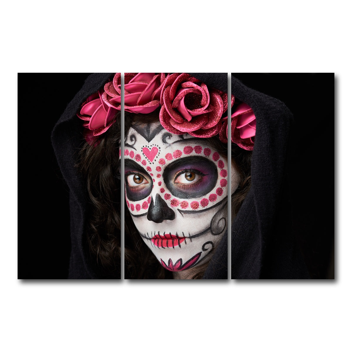 AUTO-MOCKUP WHITE | Catrina skull look | 3 Piece | Gallery Wrap Canvas | group=12x24