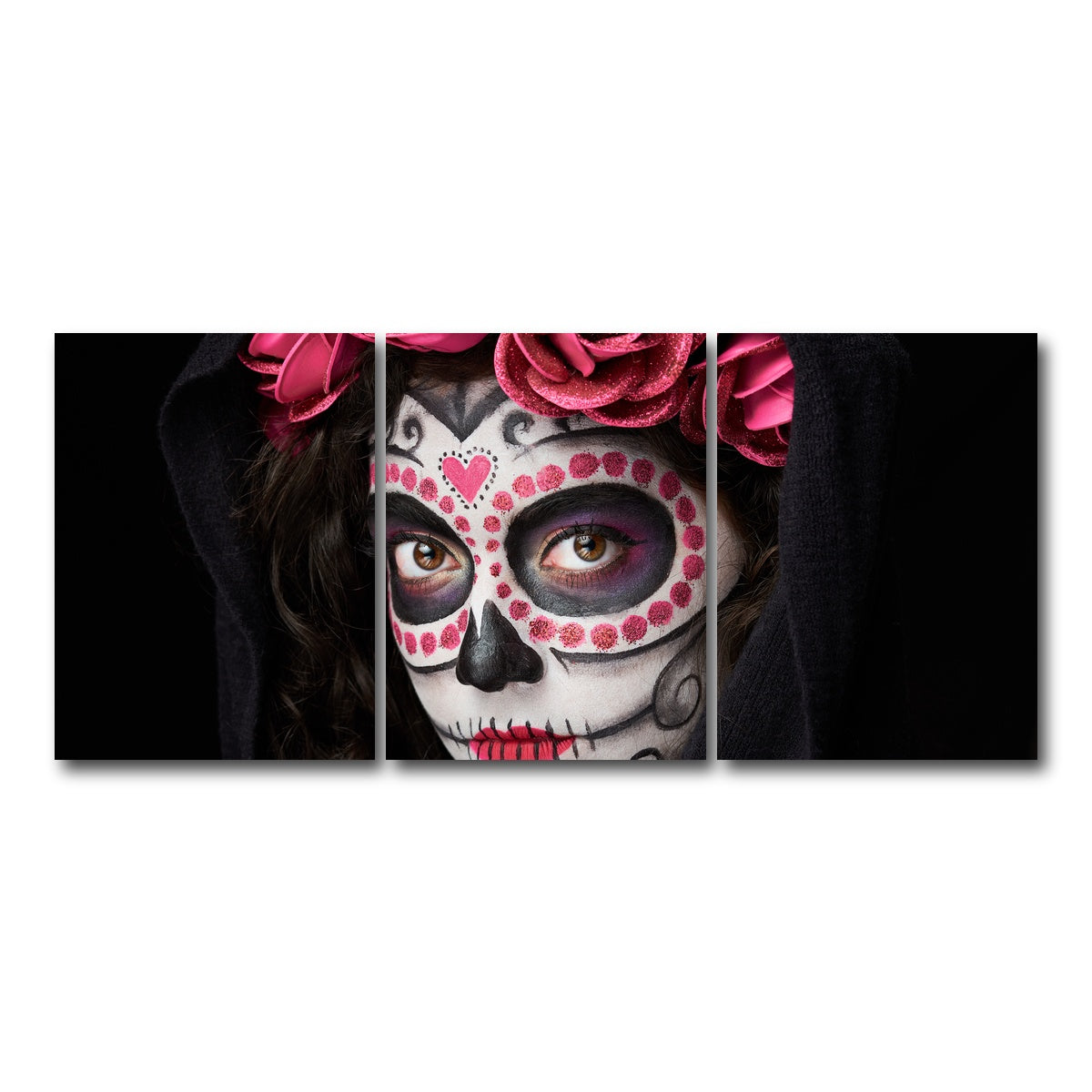 AUTO-MOCKUP WHITE | Catrina skull look | 3 Piece | Gallery Wrap Canvas | group=18x24