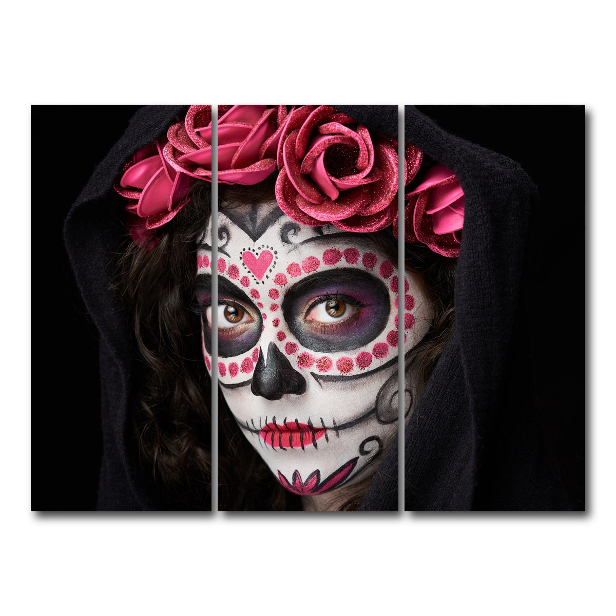 AUTO-MOCKUP WHITE | Catrina skull look | 3 Piece | Gallery Wrap Canvas | group=8x18