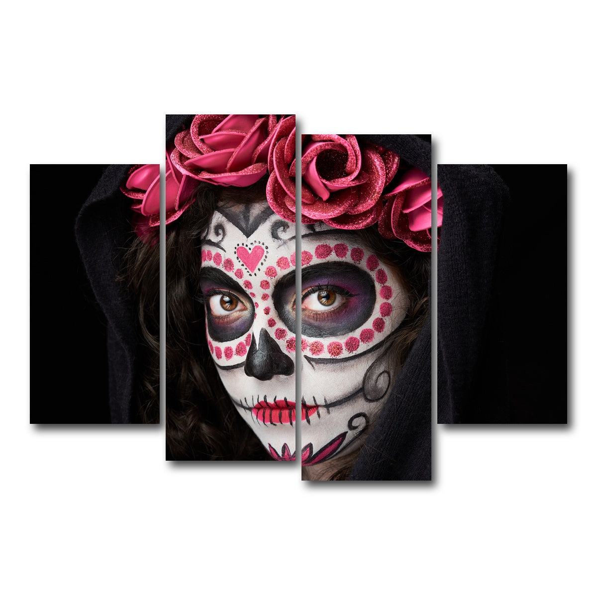 AUTO-MOCKUP WHITE | Catrina skull look | 4 Piece | Gallery Wrap Canvas | group=4_short