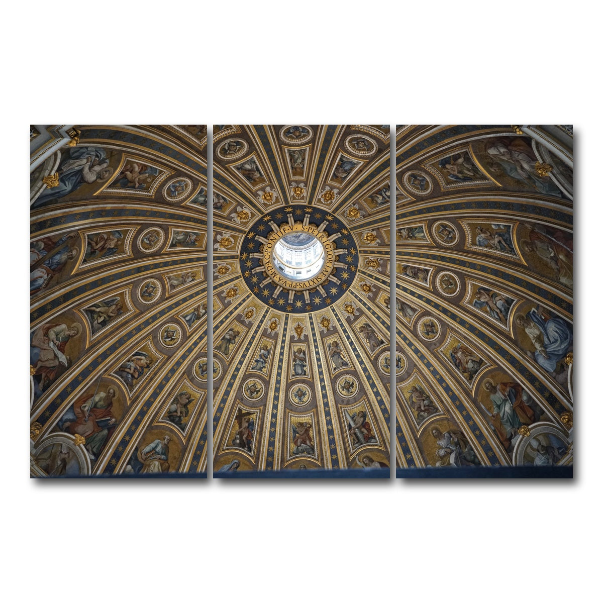 AUTO-MOCKUP WHITE | Ceiling of St. Peter's Basilica, Vatican City | 3 Piece | Gallery Wrap Canvas | group=12x24