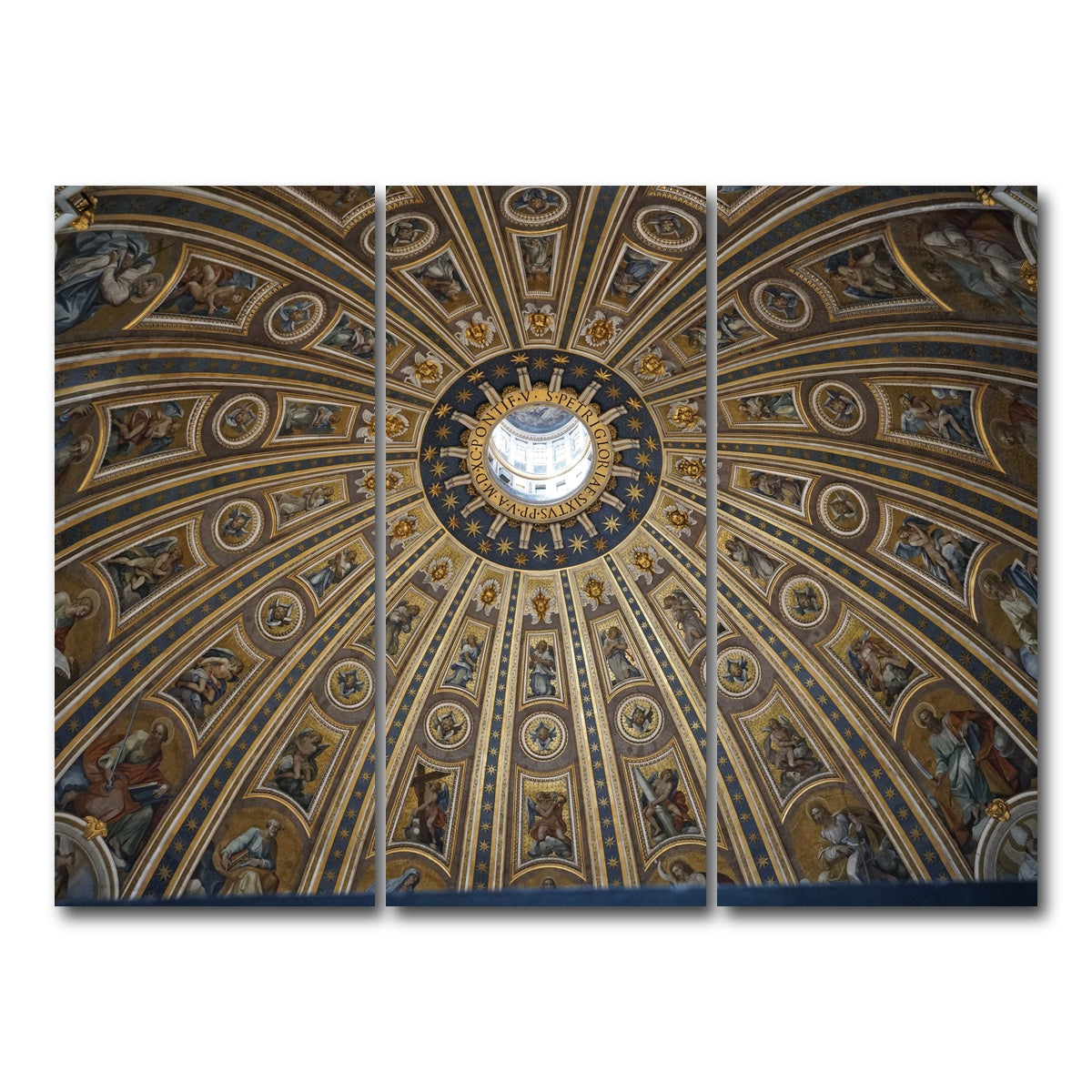 AUTO-MOCKUP WHITE | Ceiling of St. Peter's Basilica, Vatican City | 3 Piece | Gallery Wrap Canvas | group=8x18