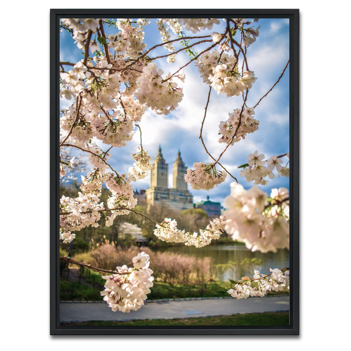 AUTO-MOCKUP WHITE | Central Park Cherry Blossoms | 1 Piece | Black Framed Canvas | group=3x4