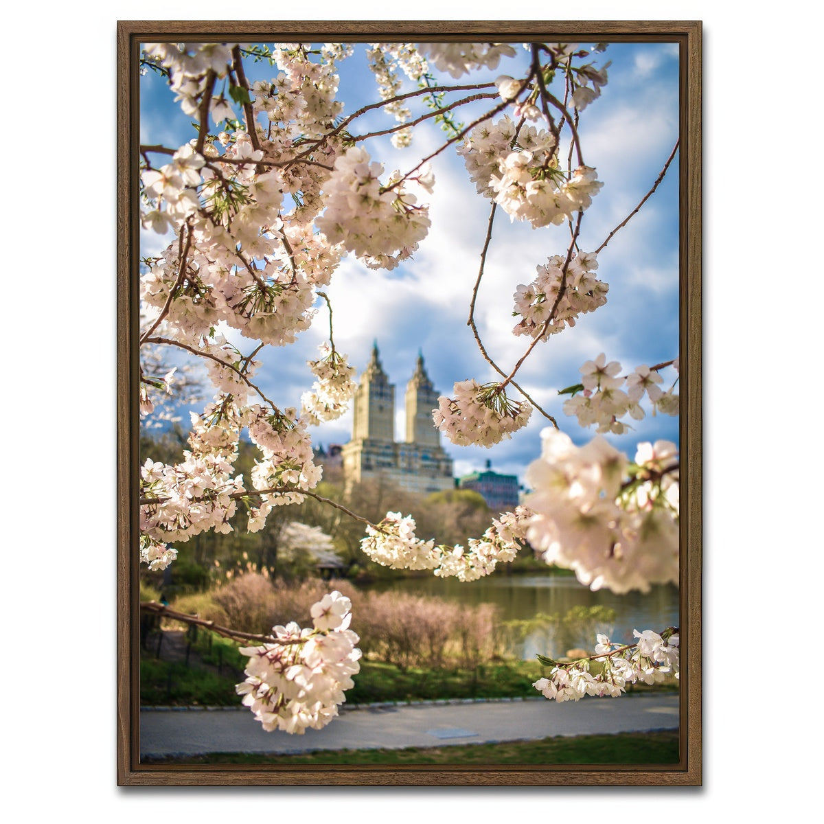 AUTO-MOCKUP WHITE | Central Park Cherry Blossoms | 1 Piece | Walnut Framed Canvas | group=3x4