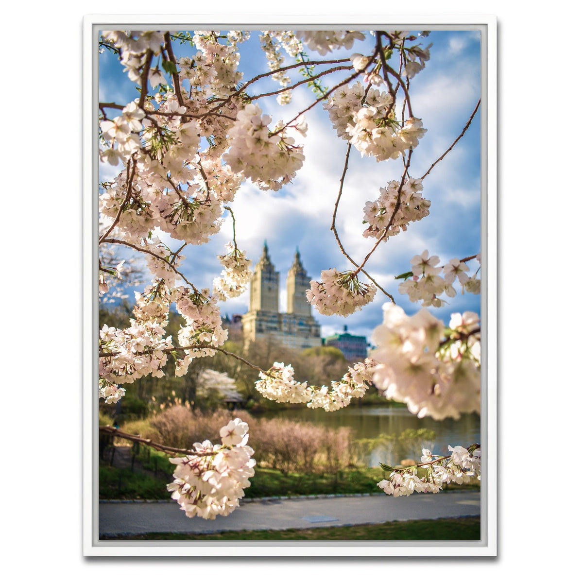 AUTO-MOCKUP WHITE | Central Park Cherry Blossoms | 1 Piece | White Framed Canvas | group=3x4