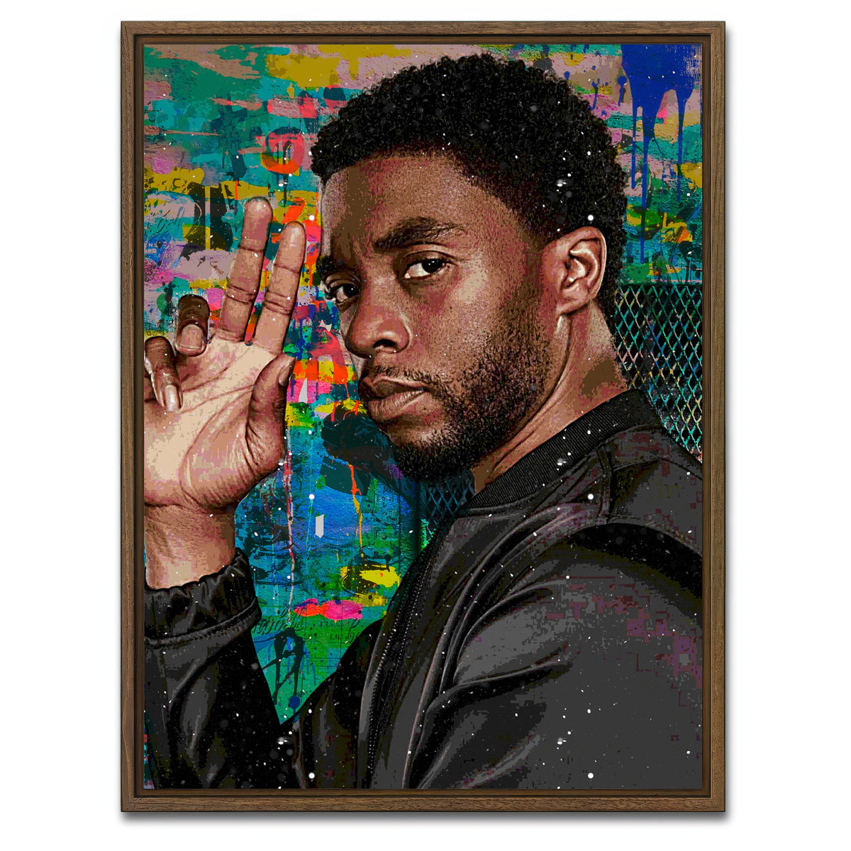 AUTO-MOCKUP WHITE | Chadwick Boseman 2 | 1 Piece | Walnut Framed Canvas | group=3x4