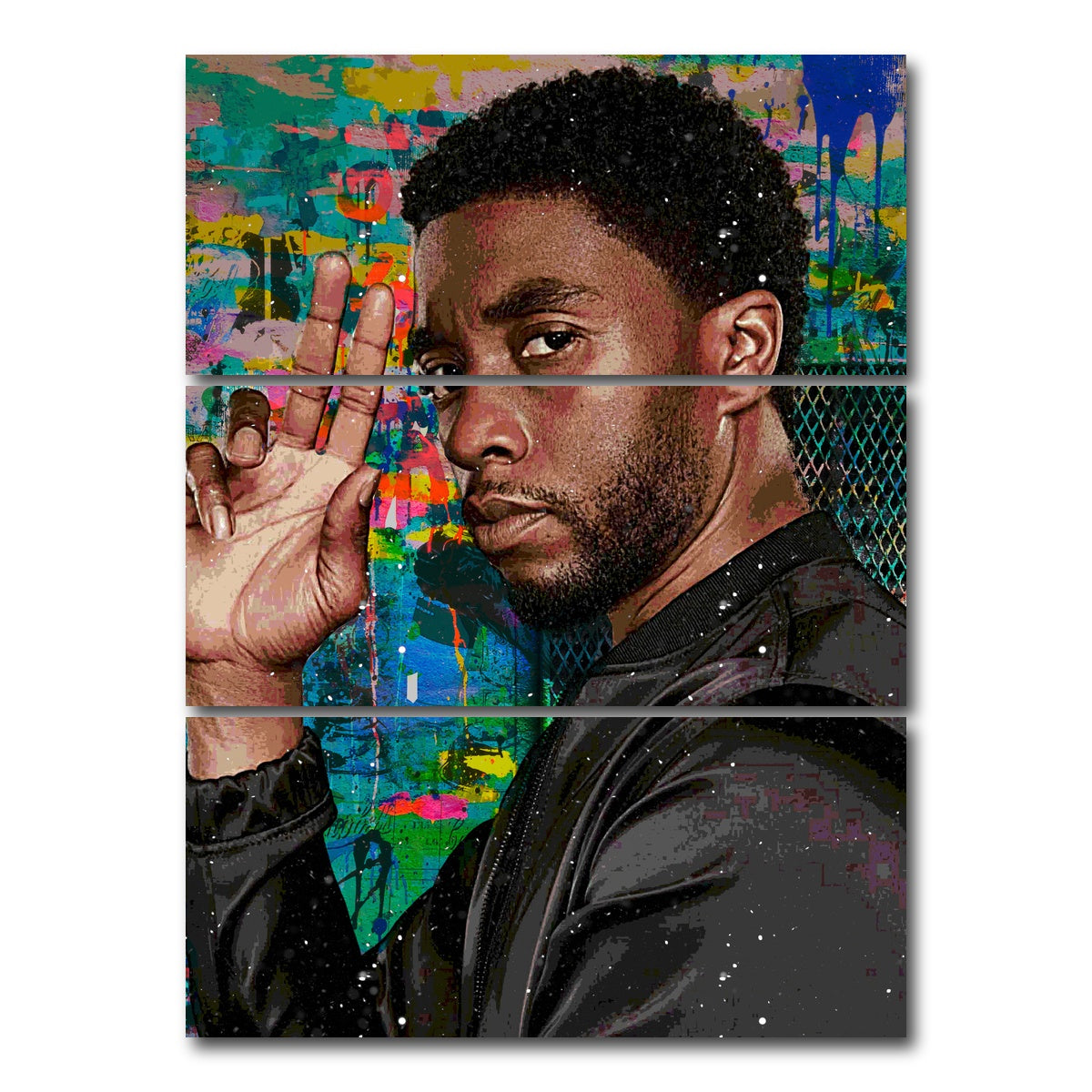 AUTO-MOCKUP WHITE | Chadwick Boseman 2 | 3 Piece | Gallery Wrap Canvas | group=8x18_stacked