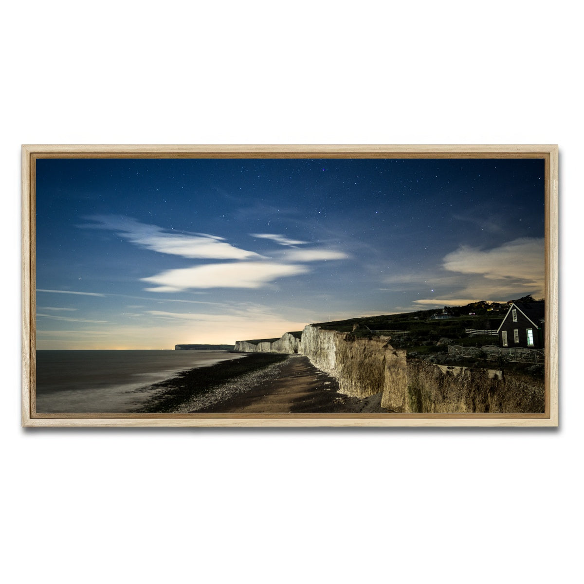 AUTO-MOCKUP WHITE | Chalk Cliffs at Birling Gap | 1 Piece | Natural Framed Canvas | group=2x1