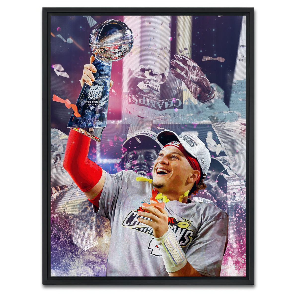 AUTO-MOCKUP WHITE | Champs - Mahomes | 1 Piece | Black Framed Canvas | group=3x4