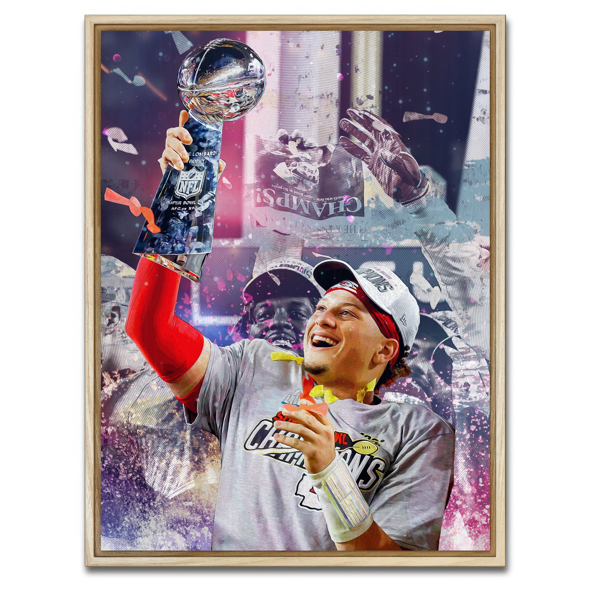 AUTO-MOCKUP WHITE | Champs - Mahomes | 1 Piece | Natural Framed Canvas | group=3x4