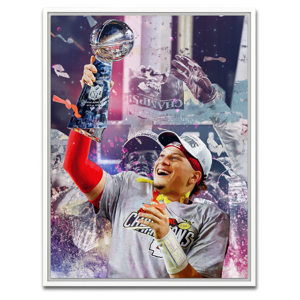 AUTO-MOCKUP WHITE | Champs - Mahomes | 1 Piece | White Framed Canvas | group=3x4