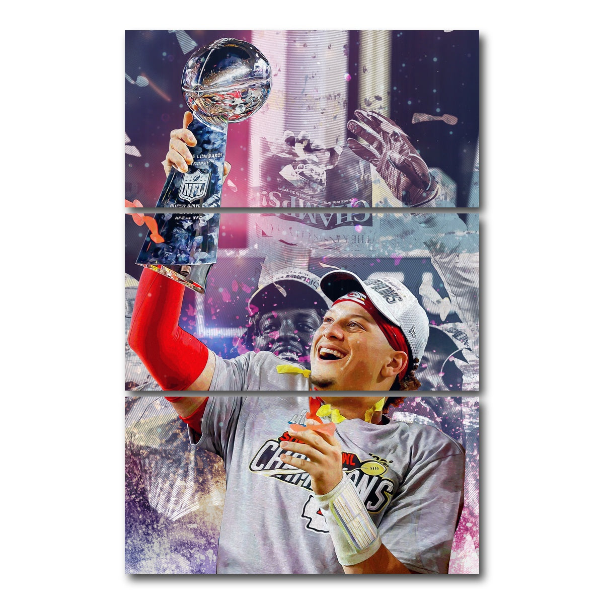 AUTO-MOCKUP WHITE | Champs - Mahomes | 3 Piece | Gallery Wrap Canvas | group=12x24_stacked