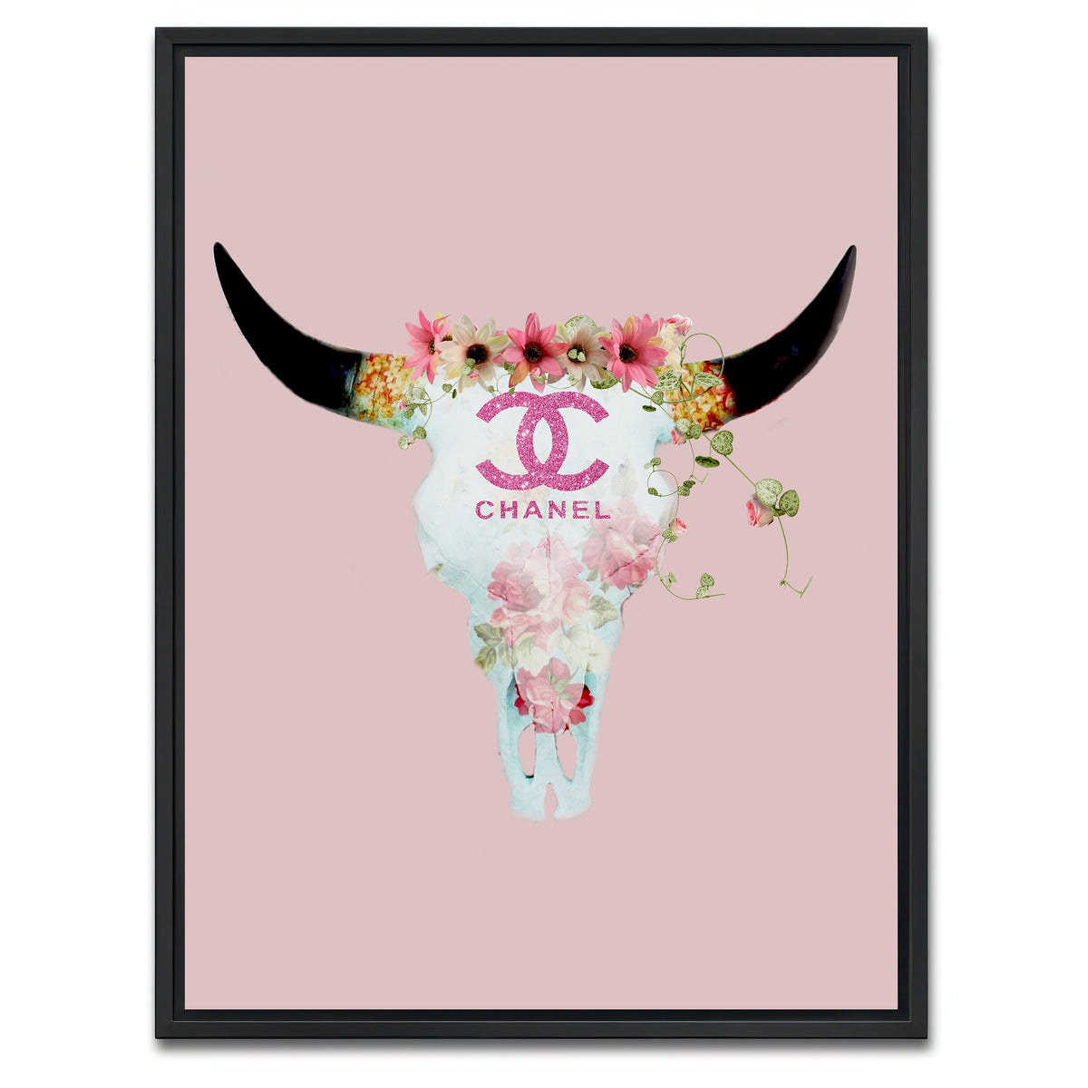 AUTO-MOCKUP WHITE | Chanel Bull Skull | 1 Piece | Black Framed Canvas | group=3x4