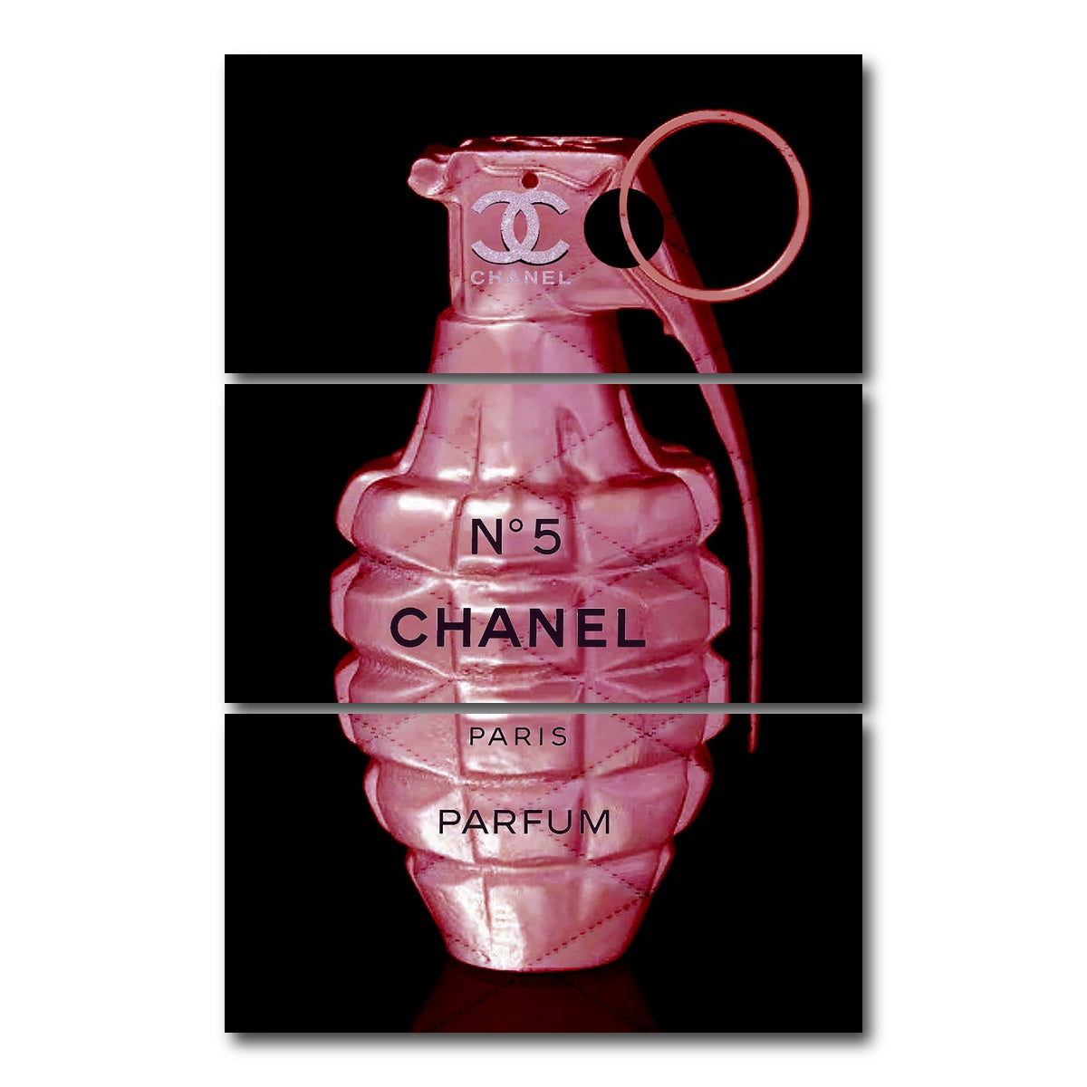 AUTO-MOCKUP WHITE | Chanel No. 5 Grenade | 3 Piece | Gallery Wrap Canvas | group=12x24_stacked