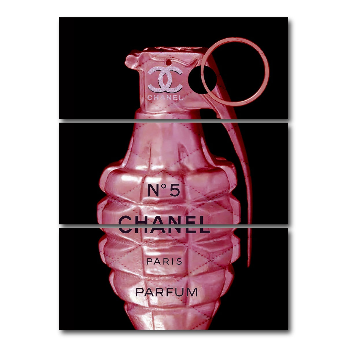 AUTO-MOCKUP WHITE | Chanel No. 5 Grenade | 3 Piece | Gallery Wrap Canvas | group=8x18_stacked