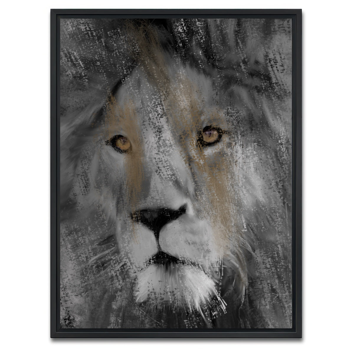 AUTO-MOCKUP WHITE | Charcoal Lion | 1 Piece | Black Framed Canvas | group=3x4