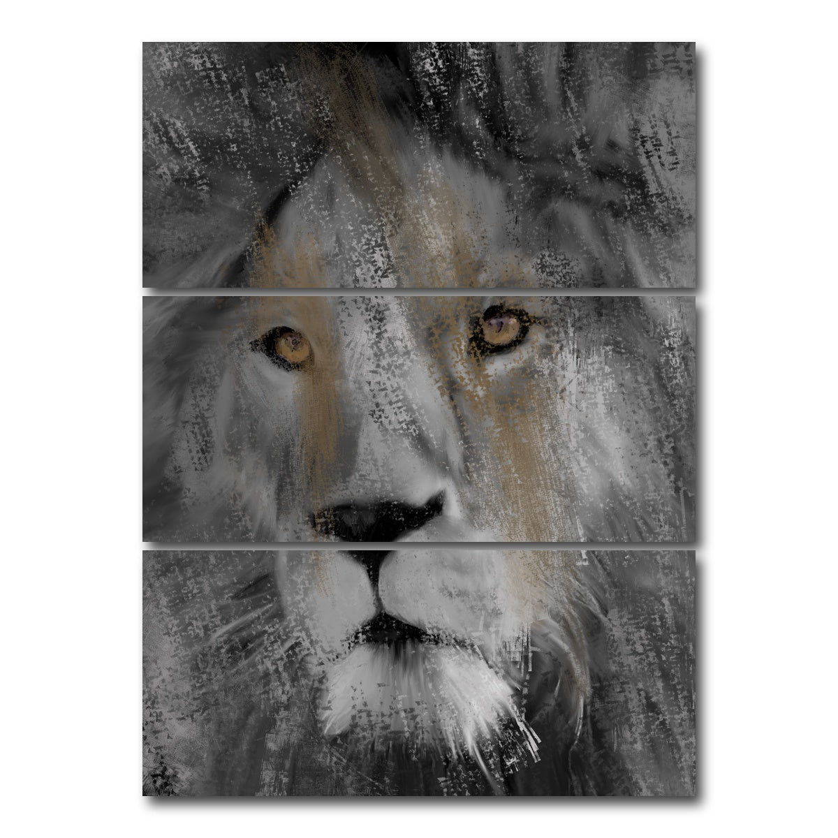 AUTO-MOCKUP WHITE | Charcoal Lion | 3 Piece | Gallery Wrap Canvas | group=8x18_stacked