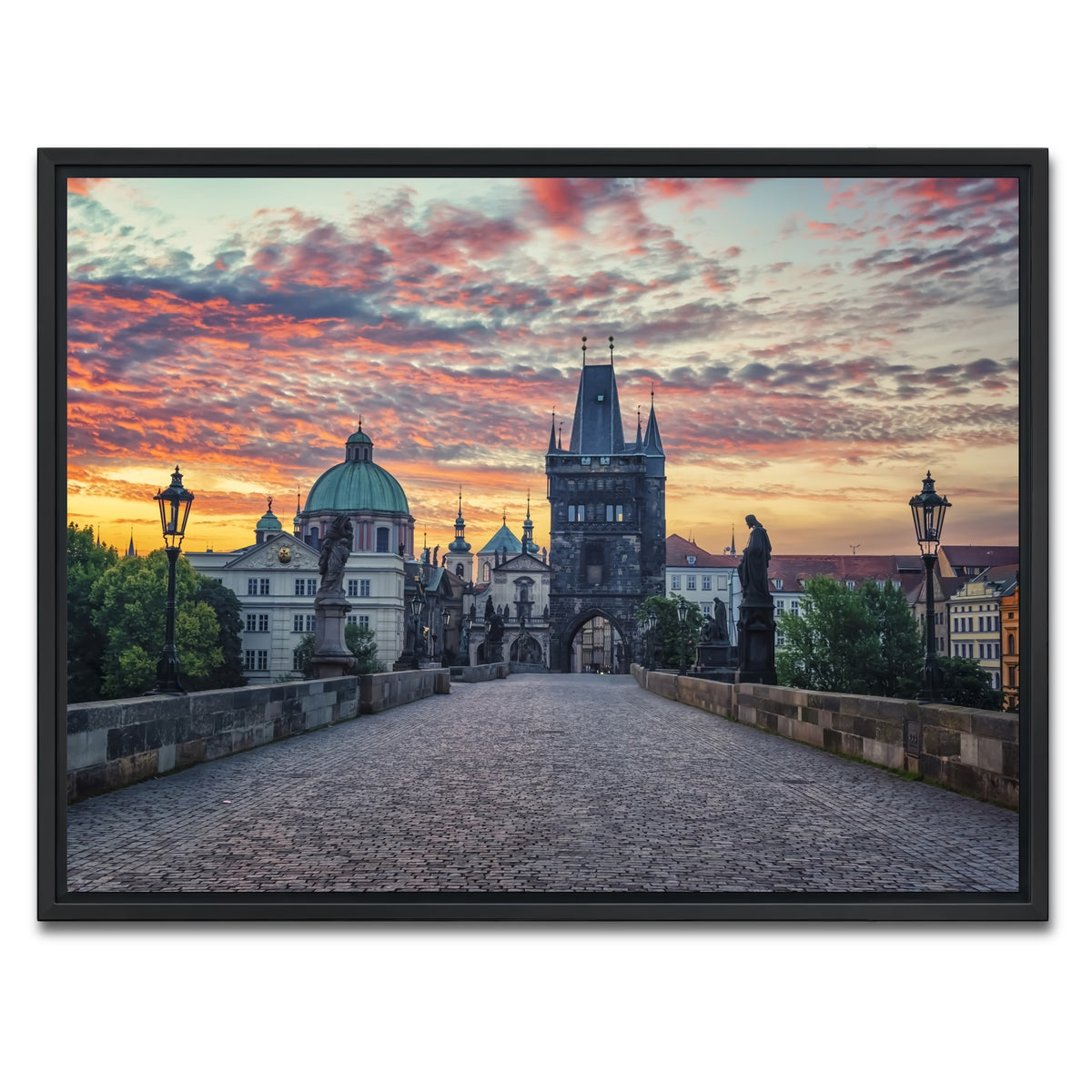 AUTO-MOCKUP WHITE | Charles Bridge Sunrise | 1 Piece | Black Framed Canvas | group=4x3