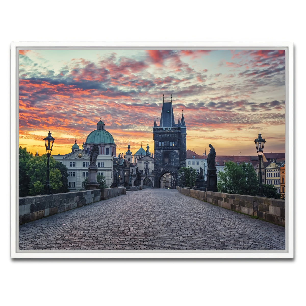 AUTO-MOCKUP WHITE | Charles Bridge Sunrise | 1 Piece | White Framed Canvas | group=4x3