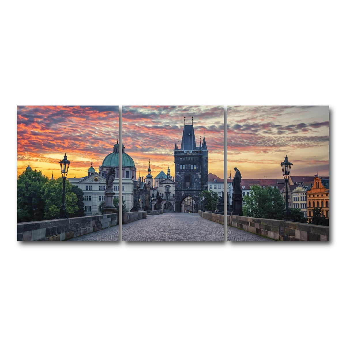 AUTO-MOCKUP WHITE | Charles Bridge Sunrise | 3 Piece | Gallery Wrap Canvas | group=18x24