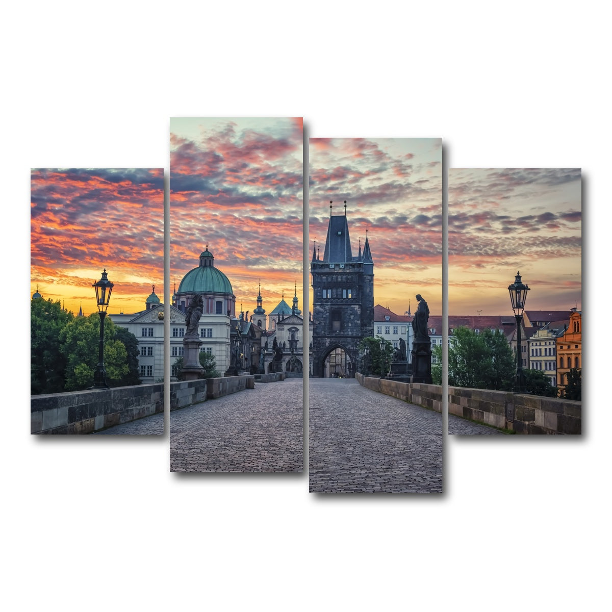 AUTO-MOCKUP WHITE | Charles Bridge Sunrise | 4 Piece | Gallery Wrap Canvas | group=4_short
