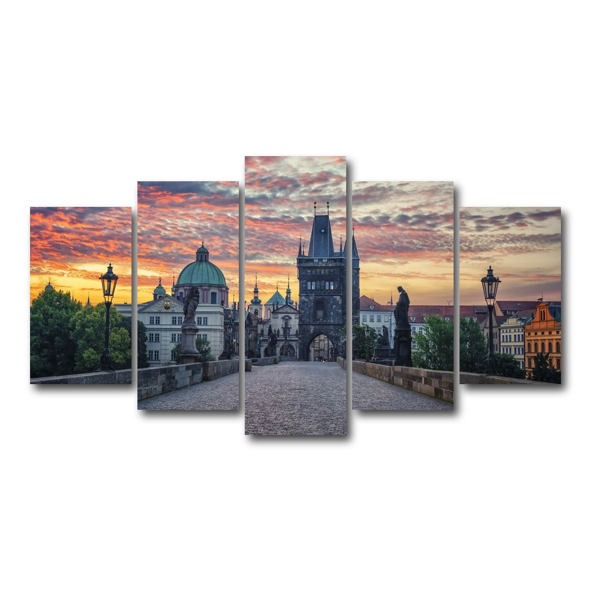 AUTO-MOCKUP WHITE | Charles Bridge Sunrise | 5 Piece | Gallery Wrap Canvas | group=5_normal