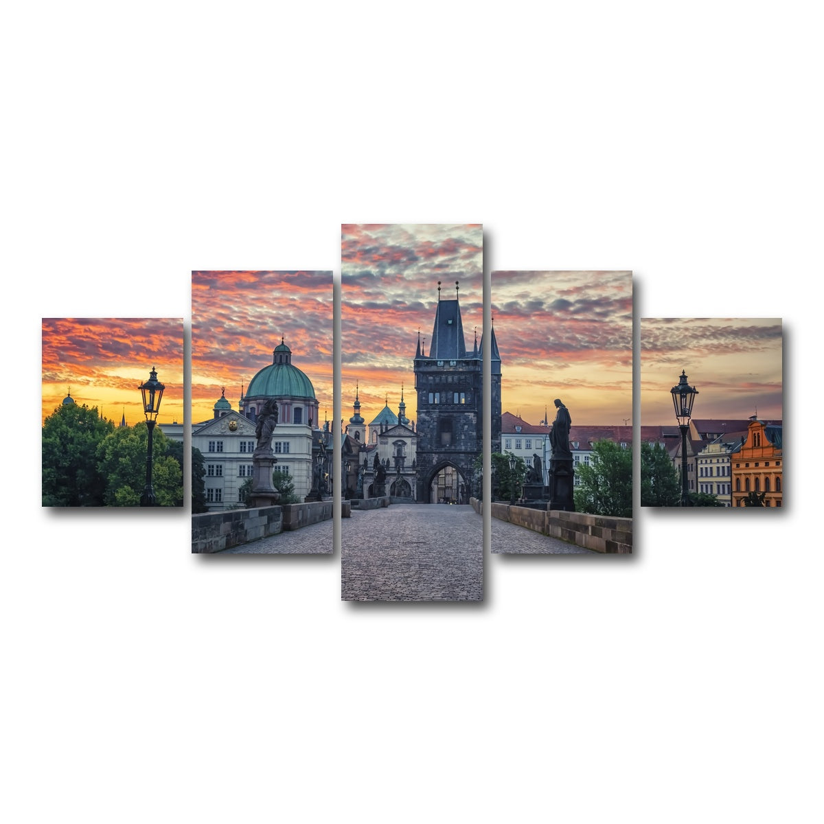 AUTO-MOCKUP WHITE | Charles Bridge Sunrise | 5 Piece | Gallery Wrap Canvas | group=5_short