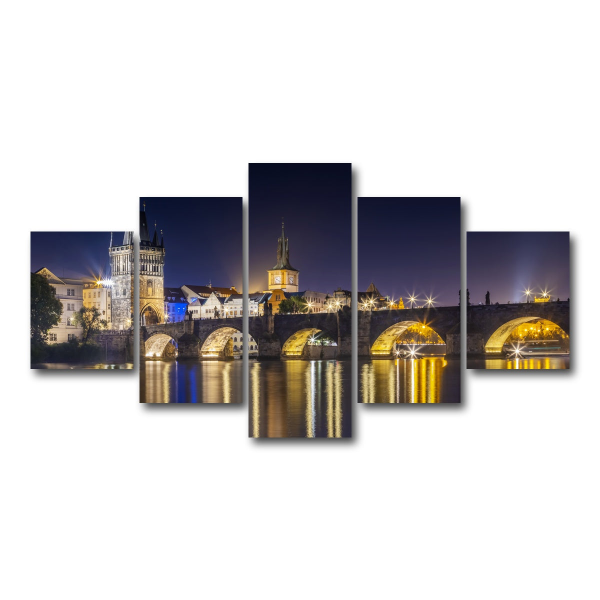 AUTO-MOCKUP WHITE | Charles Bridge with Old Town Bridge Tower | 5 Piece | Gallery Wrap Canvas | group=5_short