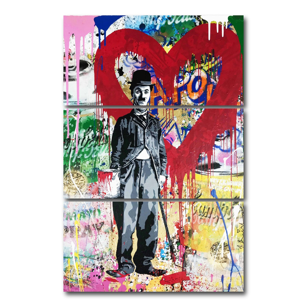 AUTO-MOCKUP WHITE | Charlie In The Mood To Paint | 3 Piece | Gallery Wrap Canvas | group=12x24_stacked