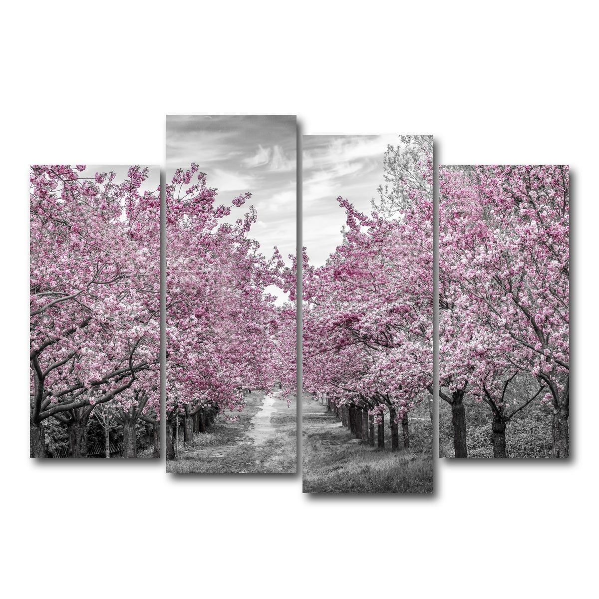 AUTO-MOCKUP WHITE | Charming Cherry Blossom Alley | 4 Piece | Gallery Wrap Canvas | group=4_normal