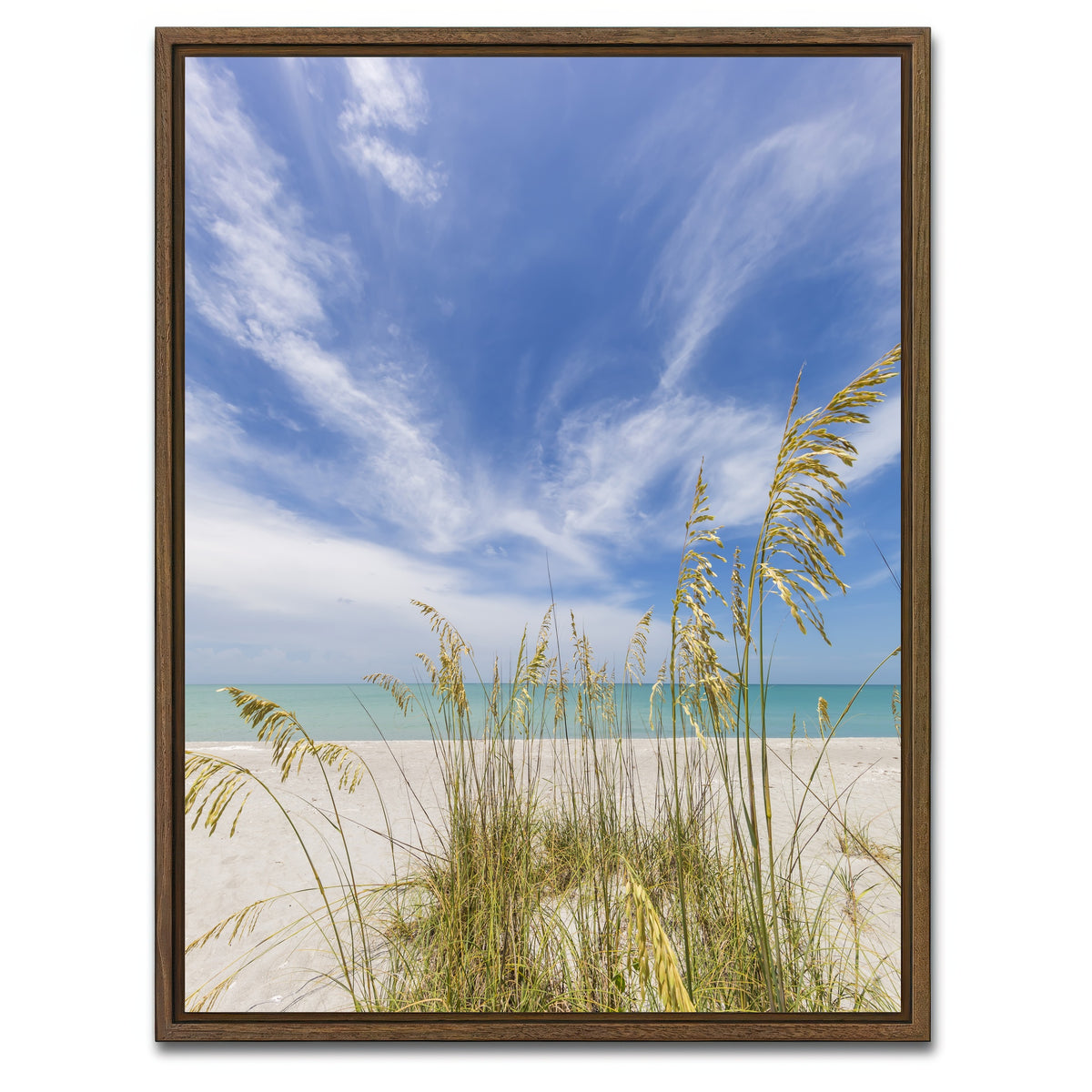AUTO-MOCKUP WHITE | Charming beach scenery | 1 Piece | Walnut Framed Canvas | group=3x4