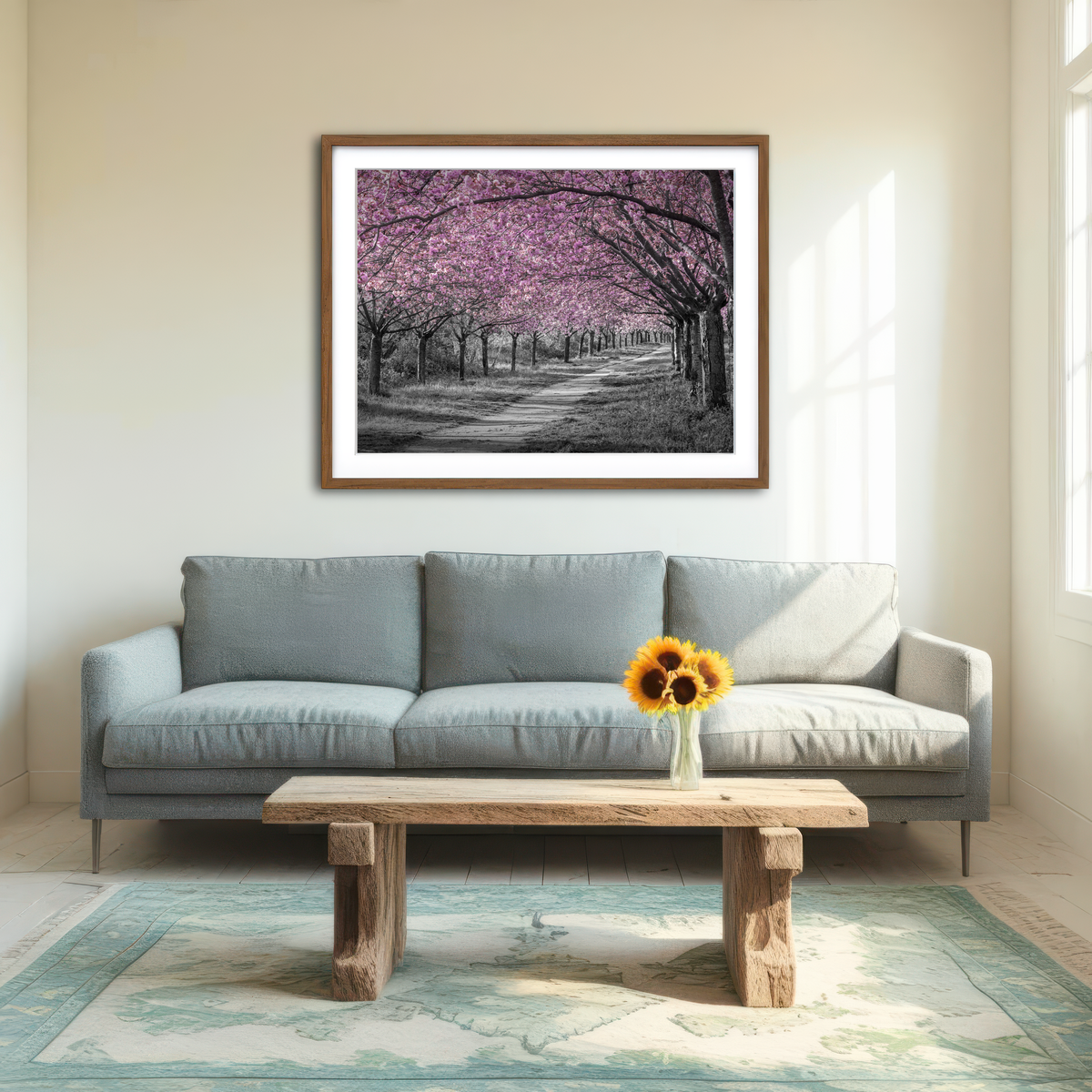 AUTO-MOCKUP ROOM | Charming Cherry Blossom Alley in Pink Wall Art