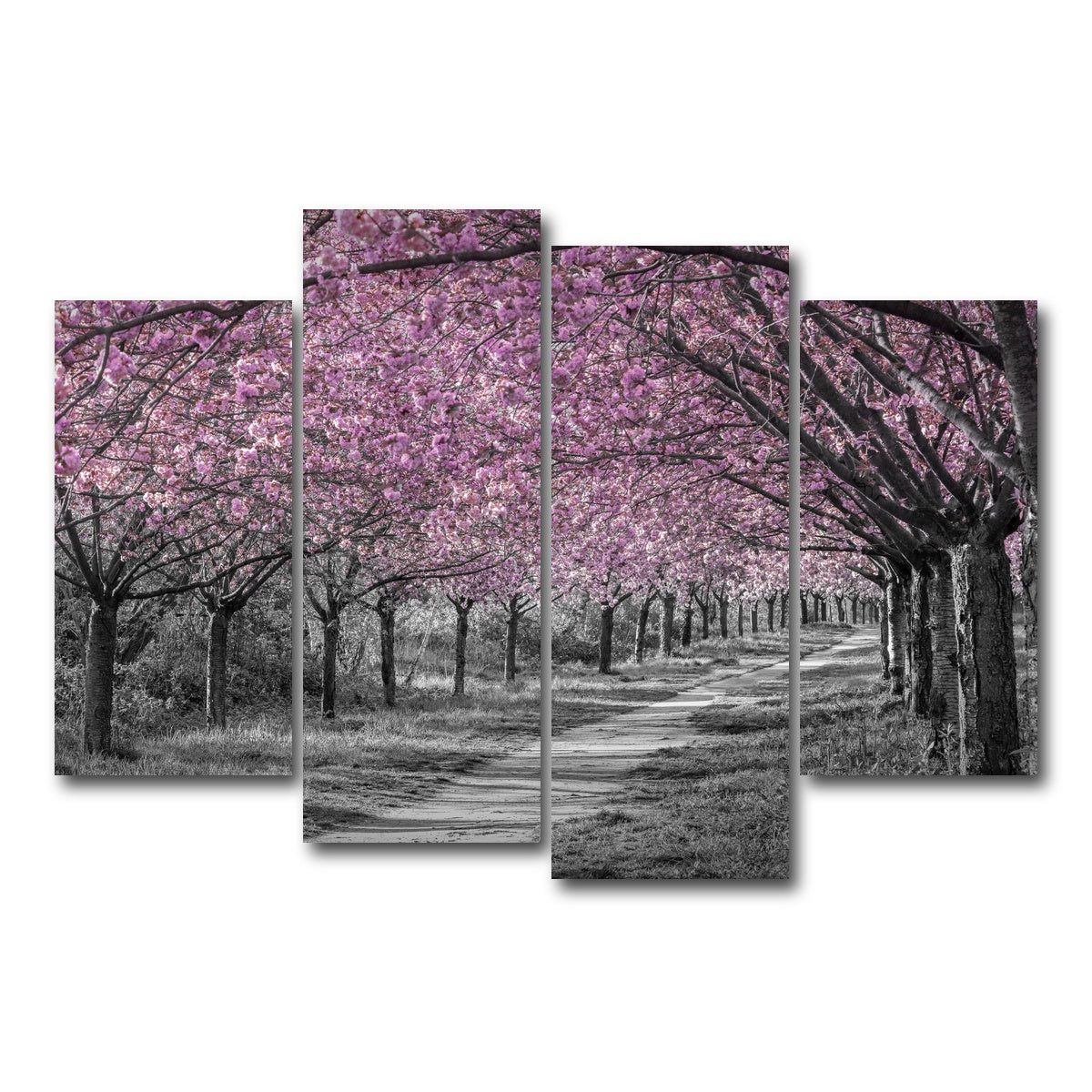 AUTO-MOCKUP WHITE | Charming cherry blossom alley in pink | 4 Piece | Gallery Wrap Canvas | group=4_short