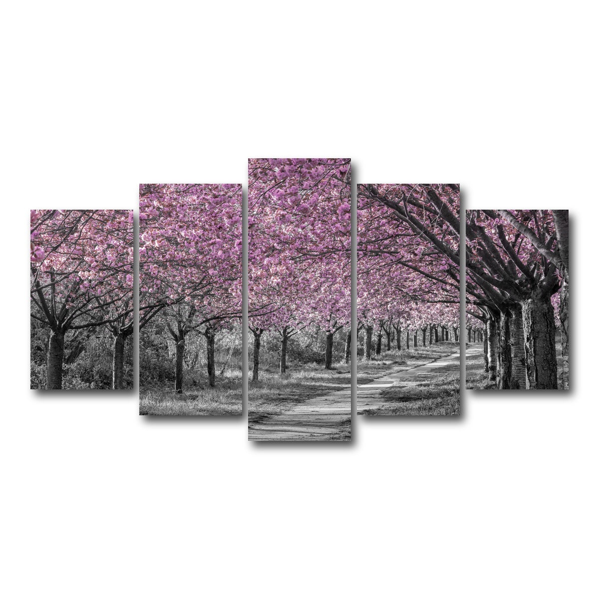 AUTO-MOCKUP WHITE | Charming cherry blossom alley in pink | 5 Piece | Gallery Wrap Canvas | group=5_normal