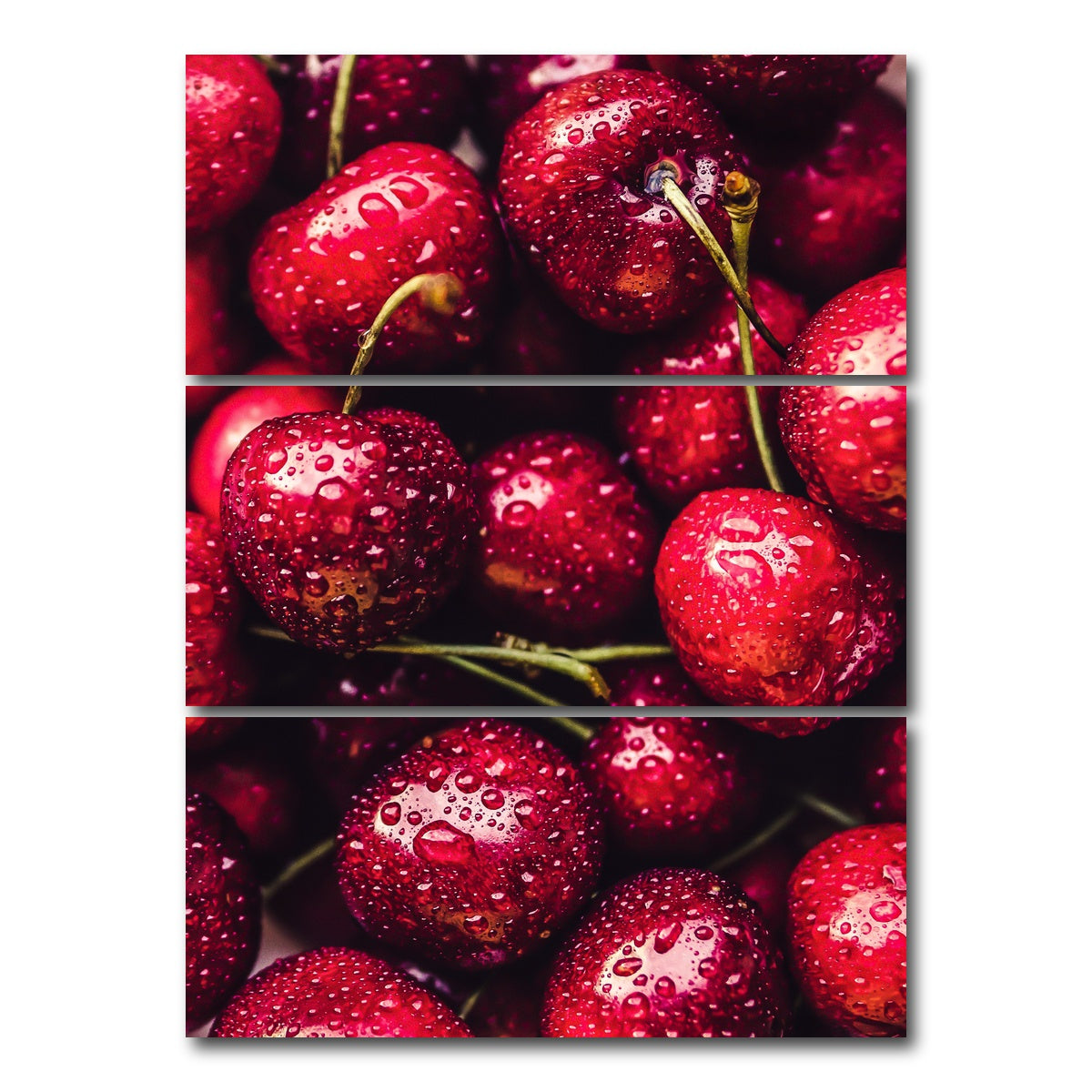 AUTO-MOCKUP WHITE | Cherries | 3 Piece | Gallery Wrap Canvas | group=8x18_stacked
