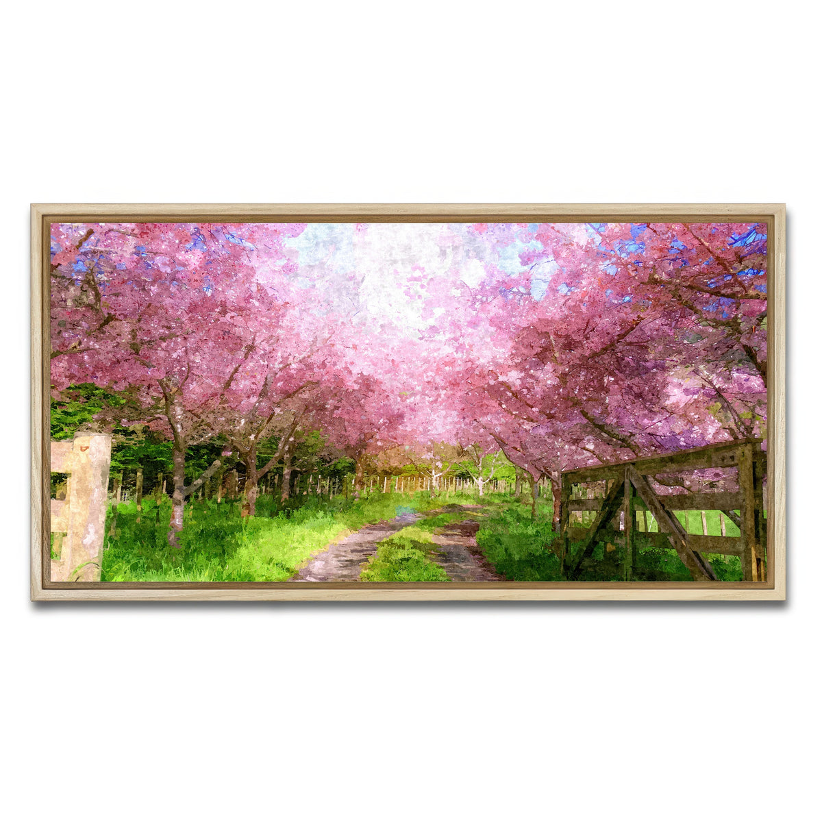 AUTO-MOCKUP WHITE | Cherry Blossom Lane | 1 Piece | Natural Framed Canvas | group=2x1