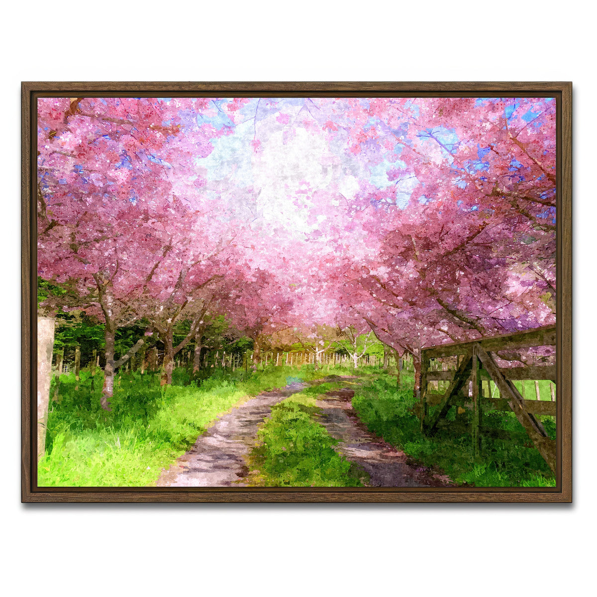 AUTO-MOCKUP WHITE | Cherry Blossom Lane | 1 Piece | Walnut Framed Canvas | group=4x3